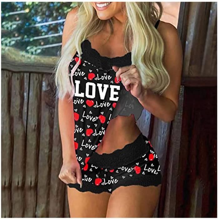 ADOME Pyjama pour femme sans manches - Ensemble pyjama à col rond