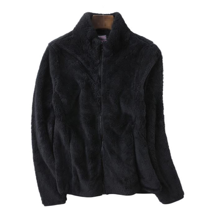 Veste en Polaire Douce a Manches Longues et Fermeture eclair sur Toute la Longueur Veste col Montant Leger et Chaud Noir Femmes Noir femmes Cdiscount Sport
