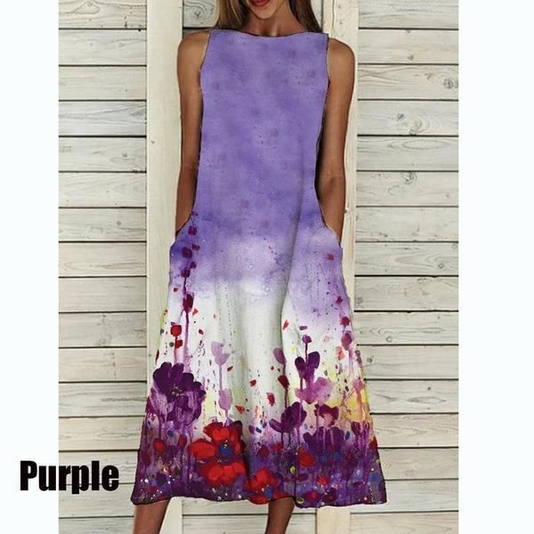Femmes Robe longue - Longue Vintage sans manches tenue de Violet - Cdiscount Pr??t-?�-Porter