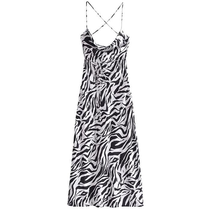 Robe,XNWMNZRobe longue imprimée zèbre pour femme,sexy,milongue
