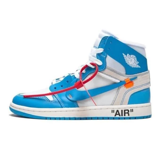 Off White X Air Jordanx 1 Retro High Chaussures de Basket AJ1 Femme Homme Pas Cher Bleu bleu Bleu Cdiscount Chaussures