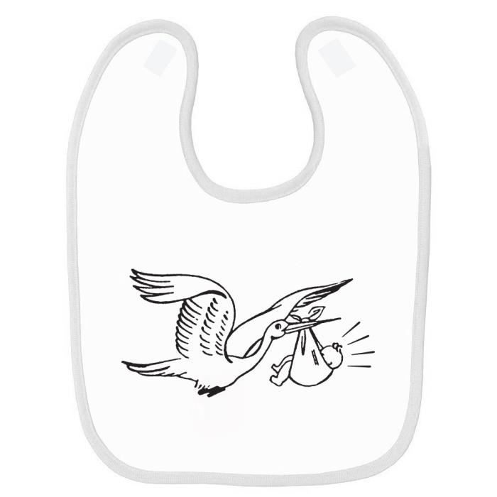 Bavoir Bebe Imprime Cigogne Enfant Blanc Cdiscount Puericulture Eveil Bebe