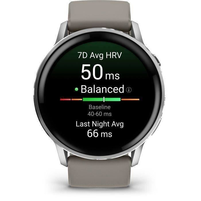 Montre GPS connectée - GARMIN - Venu 4 - 45 mm (1 4) - Silver avec bracelet en silicone gris