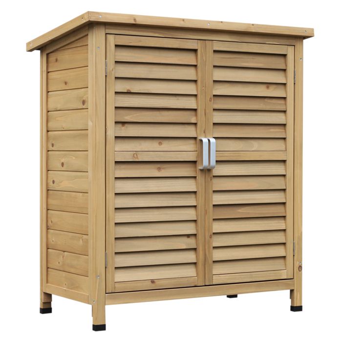 Armoire de jardin - Outsunny - abri remise outils sur pied étagère portes persiennes toit bitumé - bois - 87x465x965cm - jaune