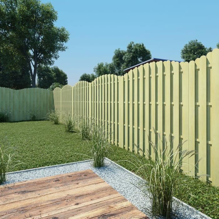 Panneau De Cloture Jardin Clotures Et Barrieres Impregne Design Arrondi Pin Achat Vente Cloture Grillage Panneau De Cloture Jardin Cdiscount