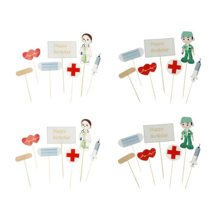 56 Pcs Creative Infirmiere Medecin Cupcake Topper Joyeux Anniversaire Gateau Pick Unique Dessert Figurine Decor De Gateau Cdiscount Maison