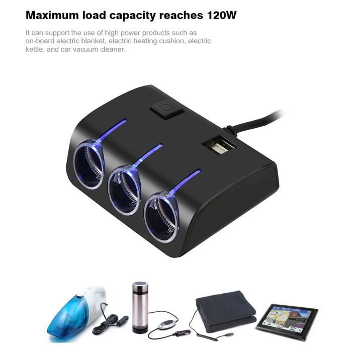 Rallonge Allume-cigare Double Prise Avec Interrupteur – Pour Charger GPS, Caméra De Recul… En Voiture !