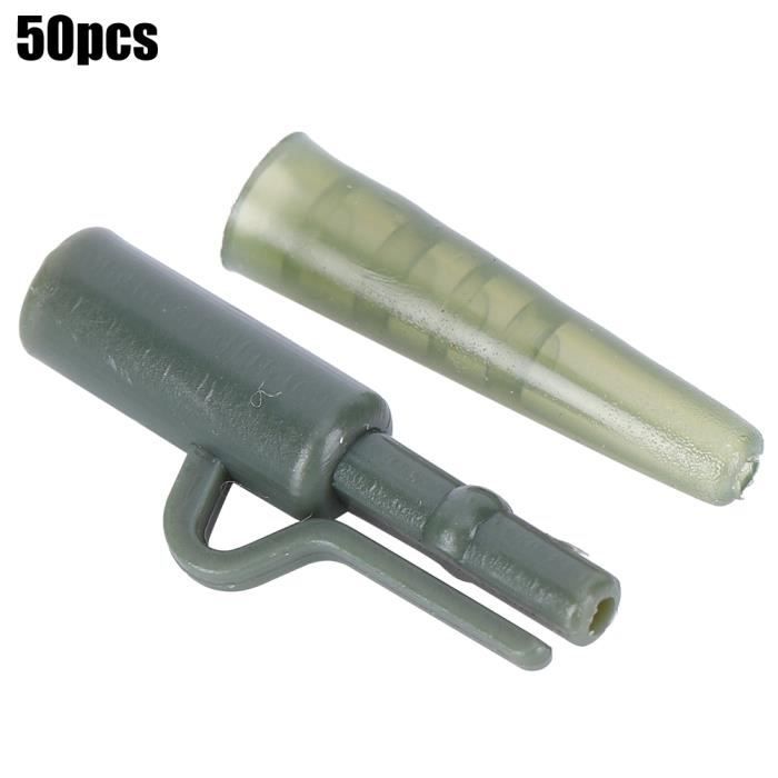 Kit 50 Pcs Accessoires Pêche Carpe – Pinces Plomb Silicone, Emerillons, Manchon Anti-Emmêlement, Clips Sécurité