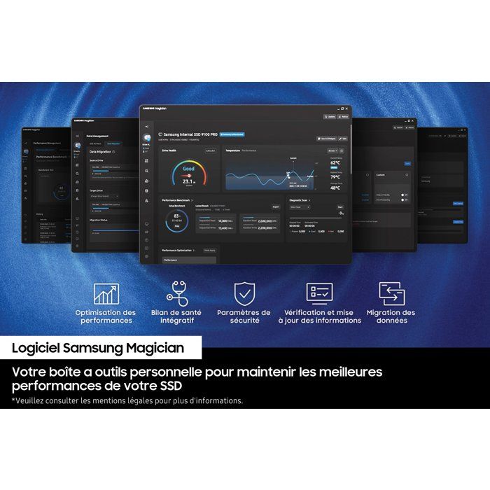 SAMSUNG - 990 PRO - SSD Interne - 1 To - NVMe M.2 PCIe 4.0x4 - Vitesse lecture jusquà 7 450 Mo/s