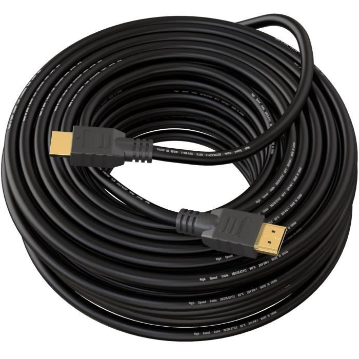 Câble HDMI Fastronics 25 Mètres Haute Vitesse V1.4 - Or - Pour Sky, PS4, HDTV