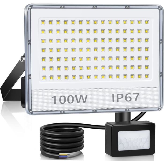 Projecteur LED Extérieur 100W HAPYLUMI – 10000LM Avec Détecteur Mouvement, IP67 Étanche, 6500K Blanc Froid Pour Jardin, Garage, Patio