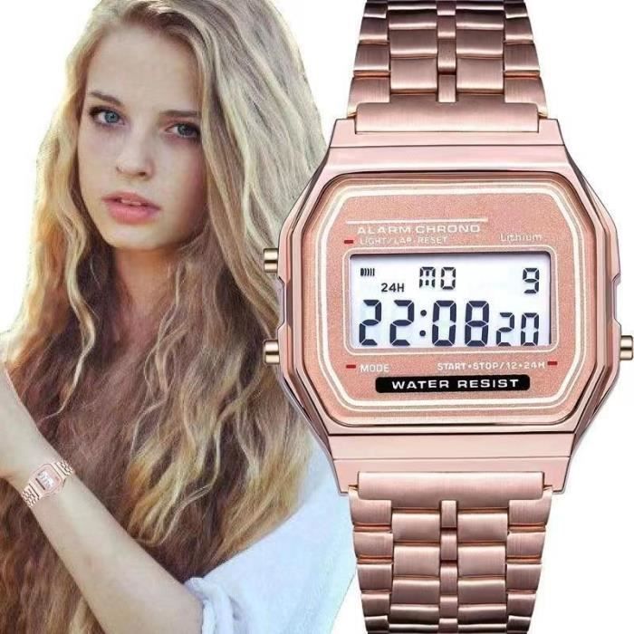 Montre style Casio Metal Or rose Femme Achat vente montre