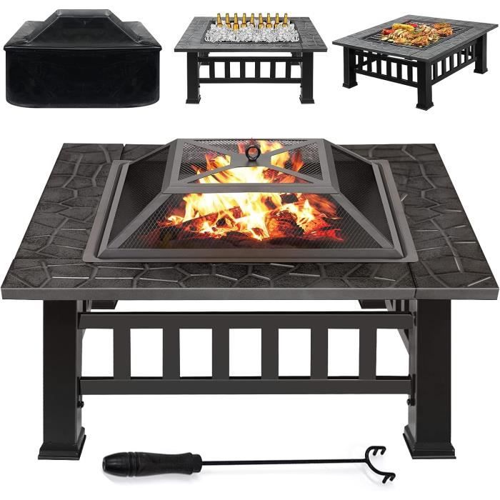 DAWOO Foyer Extérieur Foyer Extérieur Jardin Terrasse Poêle Carrée Fire