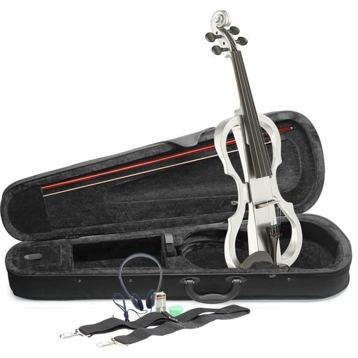 STAGG EVN X-4/4 WH Pack violon électrique 4/4 blanc - Etui semi-rigide - Casque