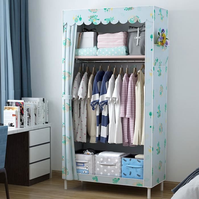 Tempsa Penderie Armoire De Rangement En Tissu Intisse Grande Capacite Bleu 45x70x150cm Achat Vente Armoire De Chambre Tempsa Penderie Armoire De Cdiscount