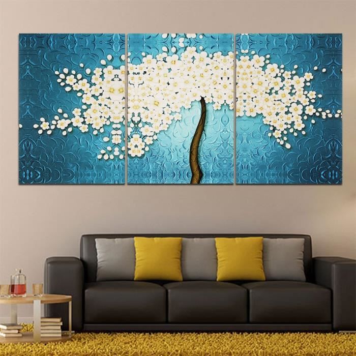 TEMPSA set 3 Tableau Abstraite Moderne Art Déco Mur Toile Peinture huile  Arbre d'argent - Achat / Vente tableau - toile - Cdiscount