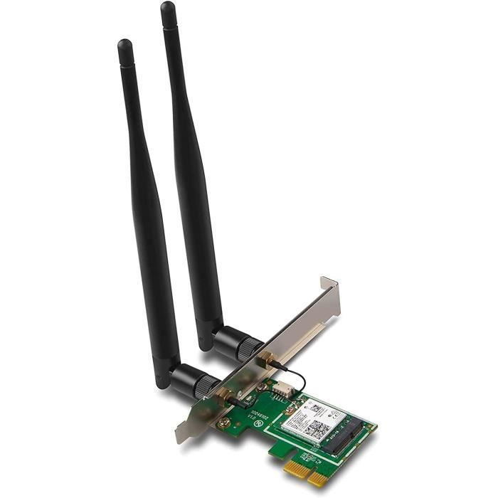 Carte Réseau Wi-Fi avec Bluetooth 4.2 Adaptateur PCI Express Double Bande  sans Fil 1200Mbps Supporte Windows7,8,10-Linux4.2+ - Cdiscount Informatique
