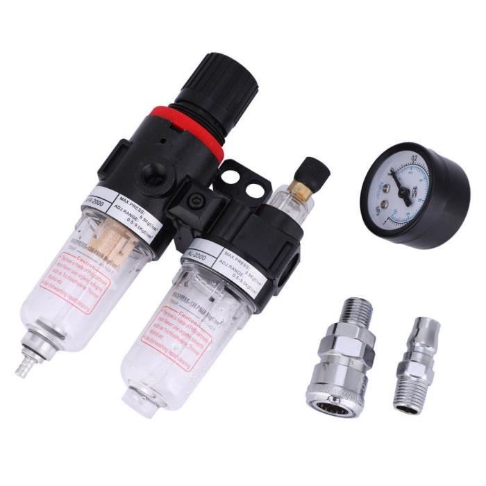 TMISHION filtre de compresseur d'air Filtre séparateur huile-eau G1 / 4 avec connecteur rapide AFC2000 + unité d'alimentation en