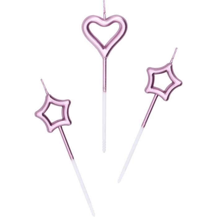 Badge Anniversaire 3 Ans – Rose Et Argent Avec Étoiles Et Cœurs – 15 Cm – Réutilisable