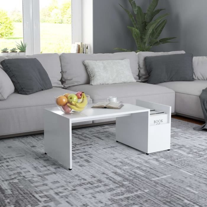Table basse - VIDAXL - Blanc - Rectangulaire - Laqué - 90x45x35 cm Table basse - VIDAXL - Blanc - Rectangulaire - Laqué - 90x45x35 cm