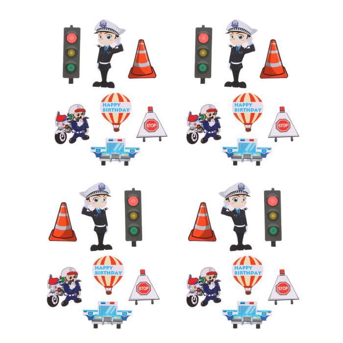 35 Pcs Cake Toppers Traffic Police Unique Creative Gateau Inserts Decoration Picks Dessert Cartes Pour Baby Shower Debardeur Cdiscount Maison