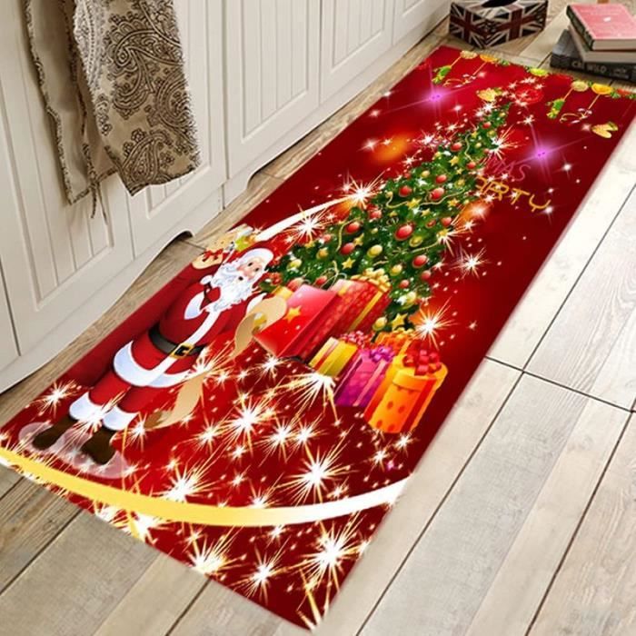 Tapis De Noël Lavable 140x200 Cm - Motif Cloche, Flocon, élan, Poils Bas Antidérapant, Décoration Salon