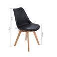 Dora  Lot de 4 chaises de salle à manger - Simili Noir-Tulip Chaise rembourrée Scandinave-Pieds en bois de Hêtre  massif L55 x P 48-1