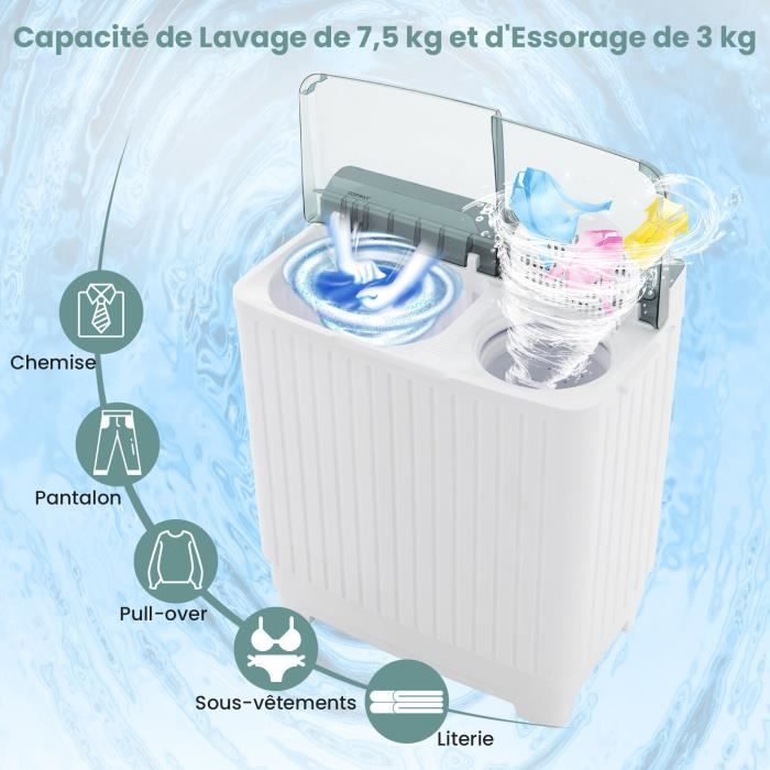 Mini Lave Linge Plastique Avec Essoreuse SagaMAX 12 900F 2,5Kg