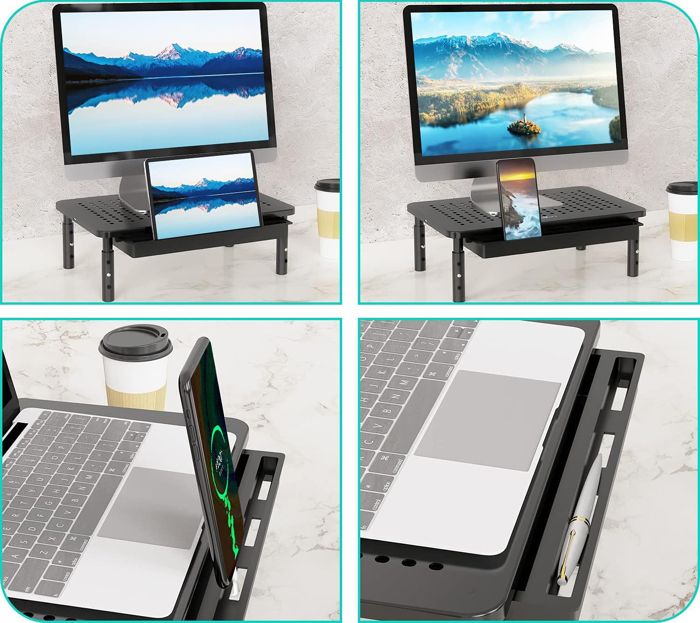 Réhausseur D'Écran En Bois,Support De Moniteur,Support D'Ordinateur Portable,Pc,Tv,Imprimante