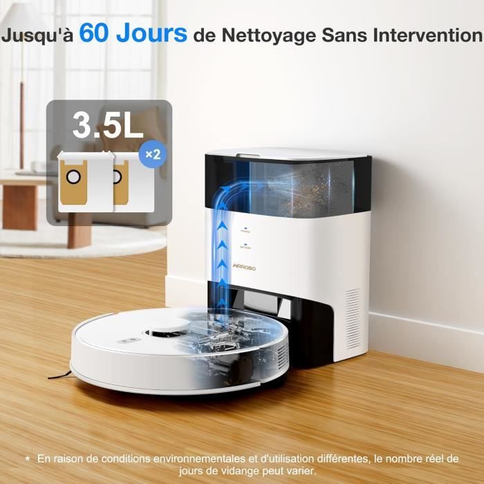 Générique Robot Aspirateur, Robot Aspirateur Et Laveur 3 En 1 Pour Un Nettoyage Complet, Autonomie 100 Minutes, Ultra-Fin, Efficace Et Silencieux, Idéal Pour Poils D'animaux Et Sols Durs