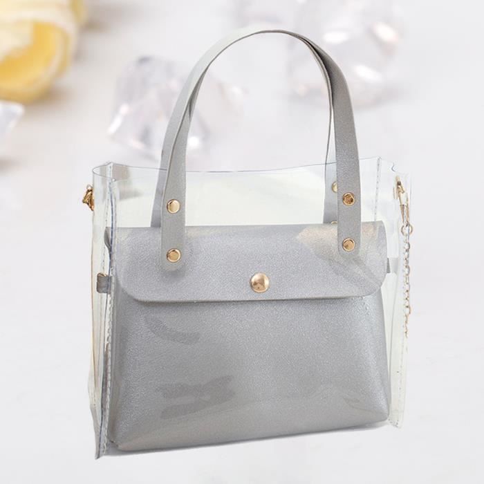 Sac a main transparent Marque Modele Gris Femme Cdiscount Bagagerie Maroquinerie