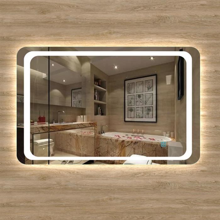 Miroir de Salle de Bain LED SIRHONA 70x50cm avec Loupe 3x et Prise pour  Rasoir Électrique - Cdiscount Maison