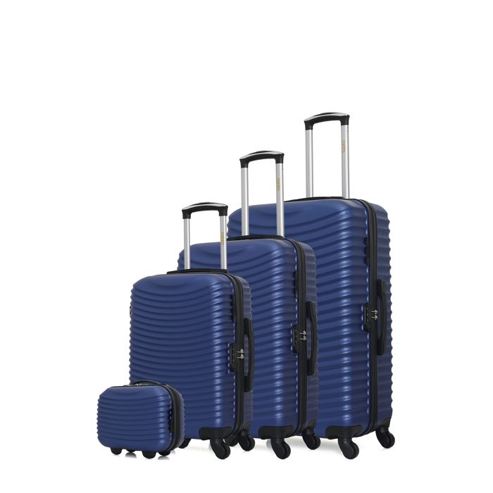 Set 4 Valises AREBOS Coque Dure Argent - Tailles S, M, L, XL - Serrure, Roues 360° - Neuf