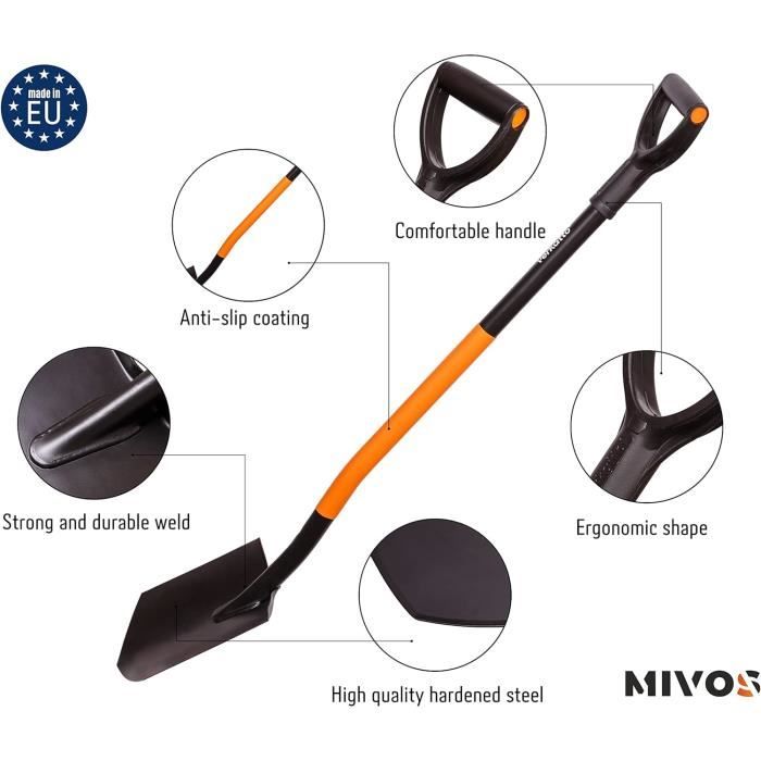 Beche Types Bêche À Pointe En Acier Au Carbone - 124 Cm - Bêche De Jardinage ...