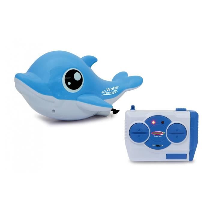 Jouet de Bateau Dauphin RC – 38 x 15 x 9 cm, Dauphin d'eau télécommandé avec lumière LED, Boule rotative, Double hélice | Jouet de Bateau modèle Animal RC étanche, pour