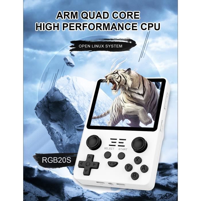 R36MAX Console Rétro Portable 4" IPS – 22000+ Jeux Préchargés, 128 Go TF, Linux Open Source (Blanc)