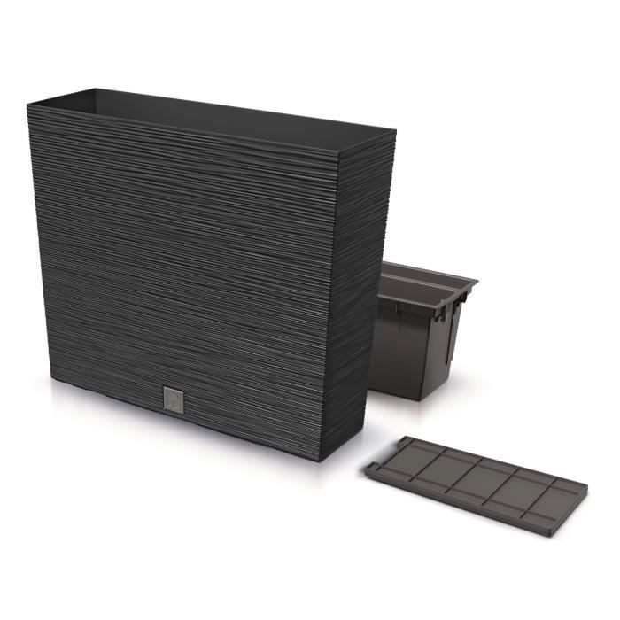 Pot de fleurs Prosperplast, avec insert, hauteur 29cm, anthracite, Heos main image 1