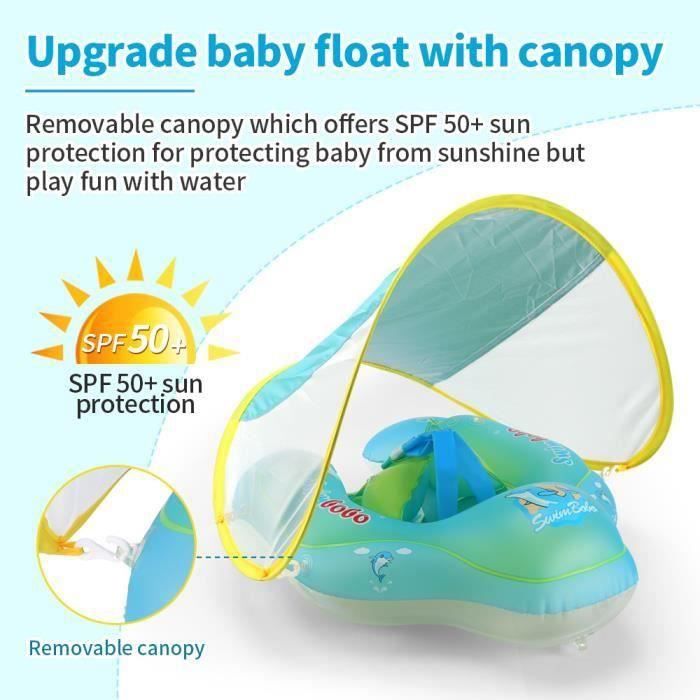 Bouée siège gonflable - Anneau de natation bébé - Siège renforcé étendu - Entrée jambes agrandie - Poignée de sécurité