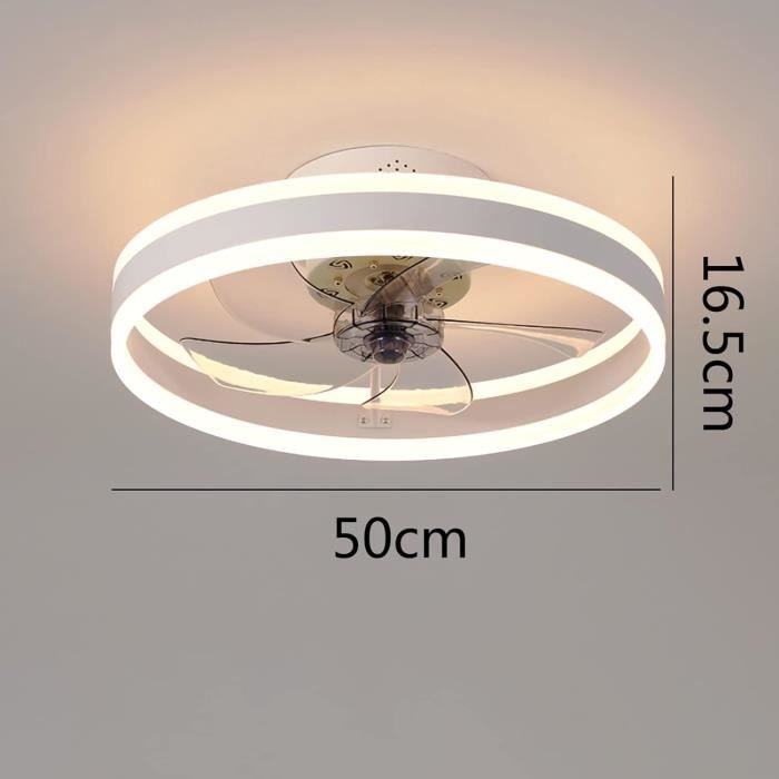Ventilateur Plafonnier LED Contemporain Avec Télécommande - 50 Cm, 3 Vitesses, éclairage Dimmable, Couleur Or - 3