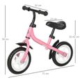 HOMCOM Draisienne enfant vélo sans pédales pour enfants de 3 à 6 ans selle hauteur réglable 35 Kg Max. structure en métal-2