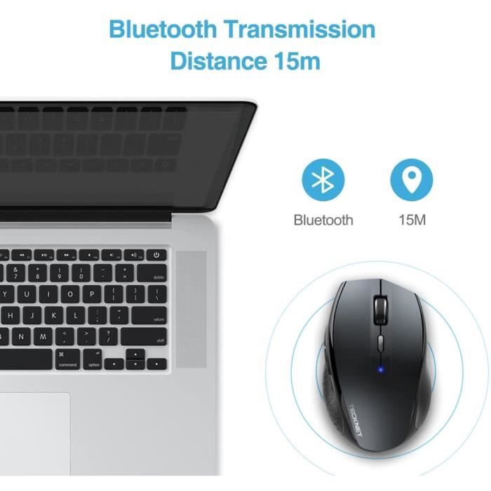 TECKNET Souris Bluetooth sans Fil,Wireless Mouse,6 Niveaux de DPI