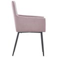 2 x Chaises de salle à manger avec accoudoirs Professionnel - Chaise de cuisine Chaise Scandinave - Rose Velours ®REZOOI®-3