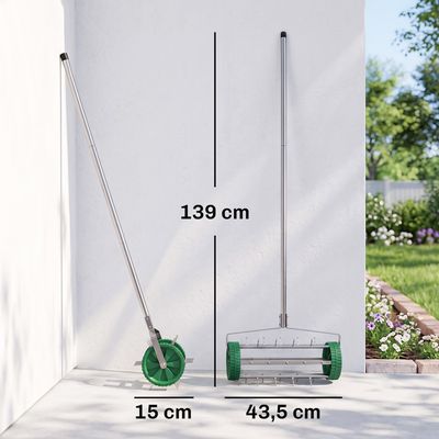 Aérateur De Gazon Rotatif 5 Pointes Wiltec – Profondeur 2,5" – Largeur 16 Cm – Avec Lestage Max 15,8 Kg
