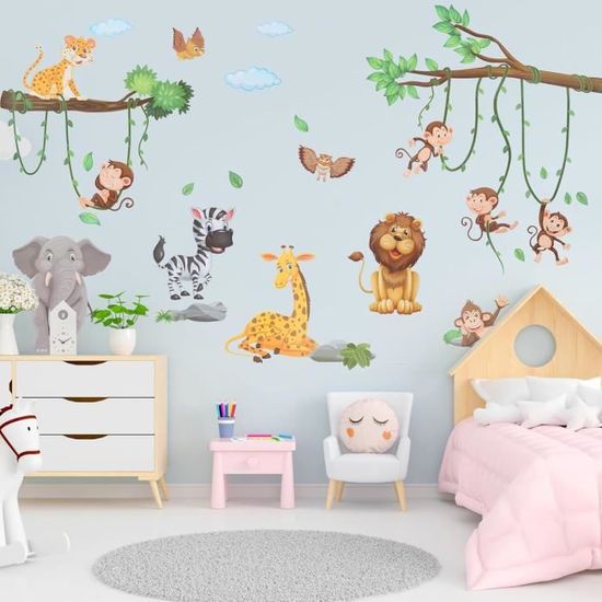 Stickers Muraux Enfants,Autocollant Muraux Animal,Stickers Muraux Chambre  Fille,Autocollant Mural Éléphant Chambre De D'Enfan[J3733] - Cdiscount  Maison