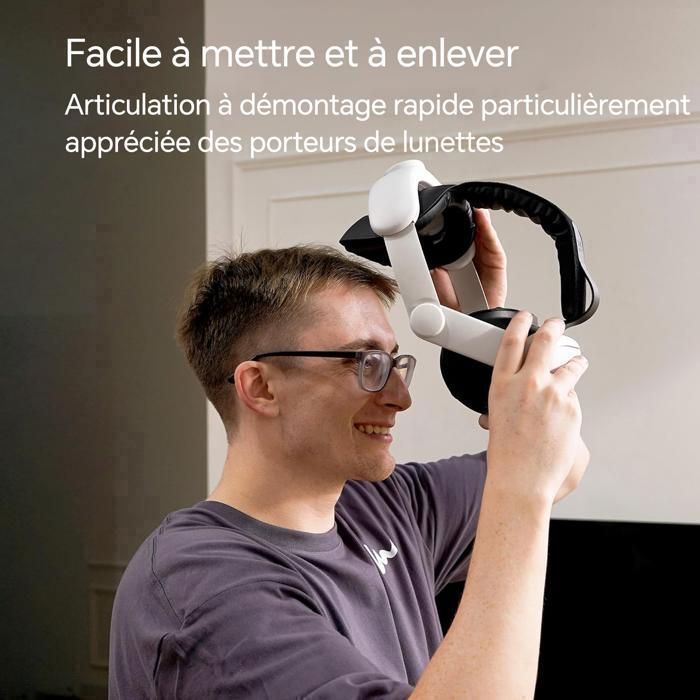 Sangle De Tête Saqico Pour Meta Quest 3 – Confortable, Réglable, Réduit La Pression | Accessoire VR Pour Immersion Longue