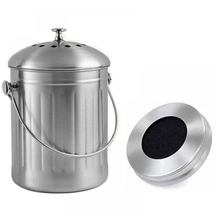 Seau Compost Inodore en Acier Inoxydable pour Cuisine Poubelle — free download