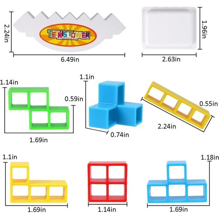 48 Pcs Tower Balance Game,Jouet D'Equilibre,Jeu D'Empilage En Tetris,Blocs De Construction