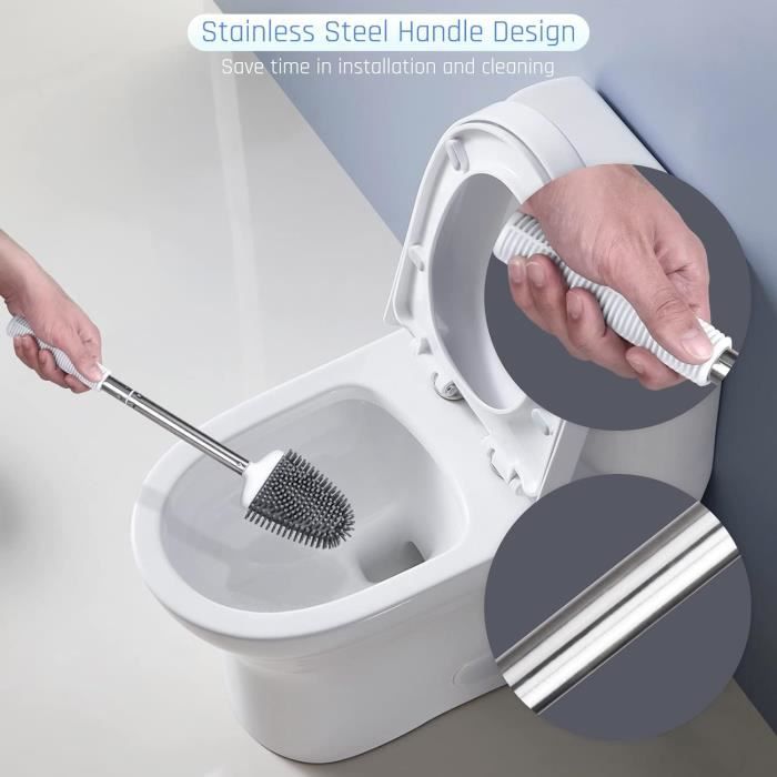 Brosse WC Silicone Plate- Brosse Toilette et Supports, Balai WC Montage  Mural/au Sol, Salle de