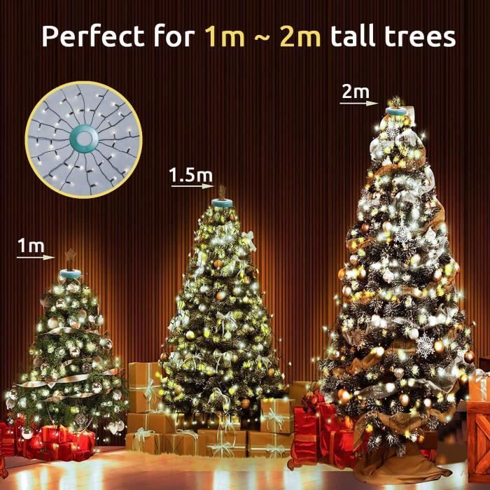 Guirlande Lumineuse Sapin De Noël 400 LED - 16 Brins De 2m - 8 Modes - IP65 étanche - Pour Sapin De 1,8 à 2,4m - 3