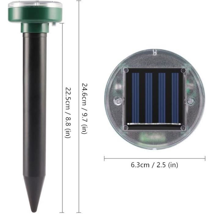 Répulsif à Taupes Solaire Ultrason - Lot De 6, étanche IP65, Fréquence 400-1000 Hz, Couverture 650 M² - Pour Taupes, Campagnols, Chats, Chiens, Serpents